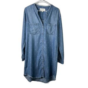 Anthropologie Cloth & Stone Womens Dress Marylou Chambray Shirtdress XL